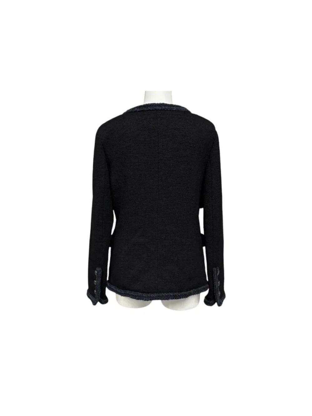 Chanel Tweed Jacket Sailor Color CC Logo Black White 36